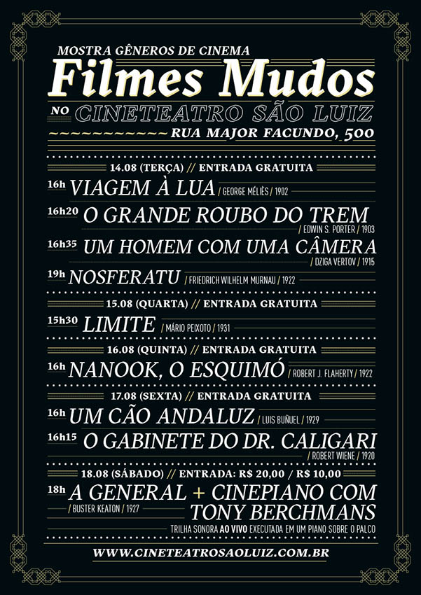 Mostra de Cinema Mudo / Cineteatro São Luiz, 2018